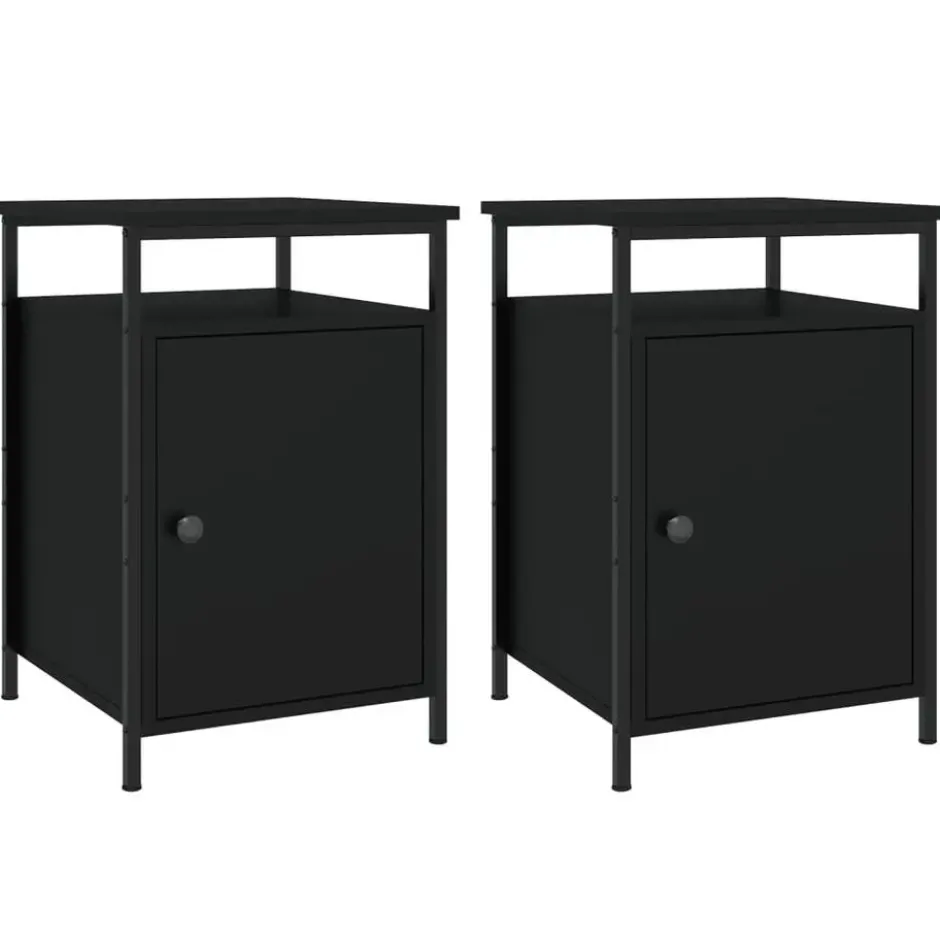 vidaXL - Nachtkastje - Zwart - Bewerkt hout - 2 stuks