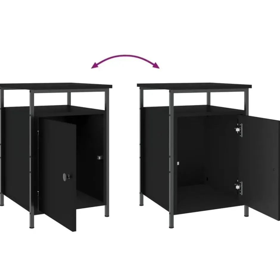 vidaXL - Nachtkastje - Zwart - Bewerkt hout - 2 stuks