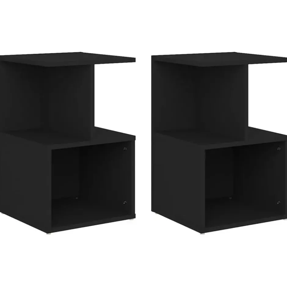 vidaXL - Nachtkastje - Zwart - Bewerkt hout - 2 stuks