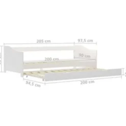 vidaXL - Onderschuifbed - Wit - Grenenhout - 90x200 cm