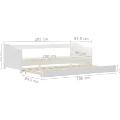 vidaXL - Onderschuifbed - Wit - Grenenhout - 90x200 cm