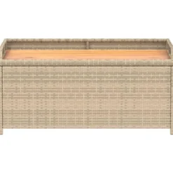 vidaXL - Opbergbankje bruin - Poly rattan en acaciahout - 100x50x52 cm