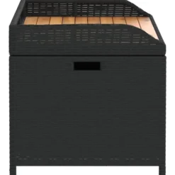 vidaXL - Opbergbankje zwart - Poly rattan en acaciahout - 100x50x52 cm