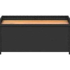 vidaXL - Opbergbankje zwart - Poly rattan en acaciahout - 100x50x52 cm