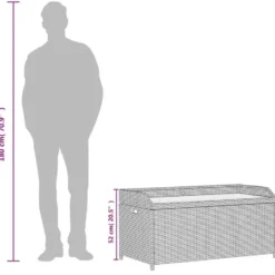 vidaXL - Opbergbankje zwart - Poly rattan en acaciahout - 100x50x52 cm