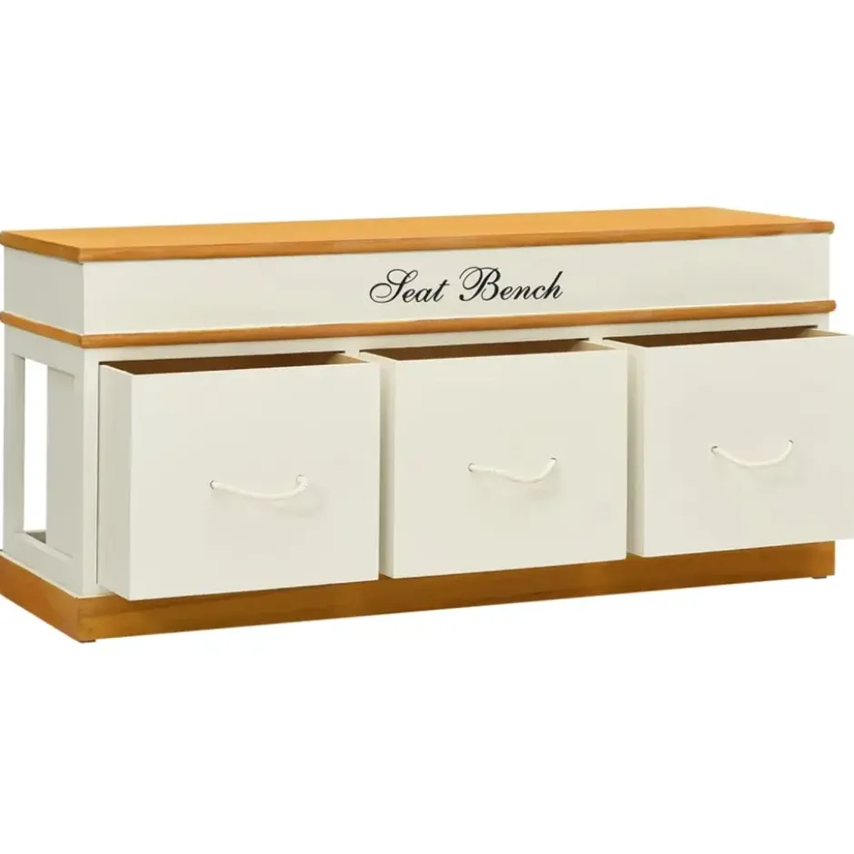 vidaXL - Opbergbank - Wit - Hout
