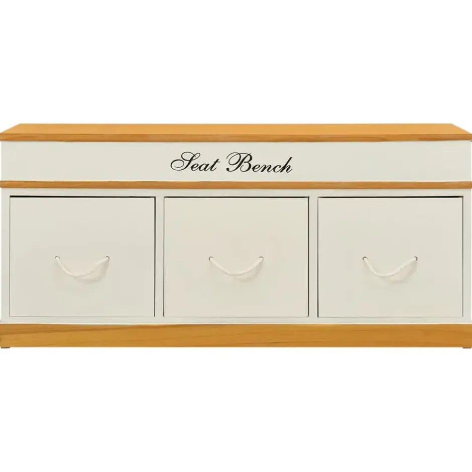 vidaXL - Opbergbank - Wit - Hout