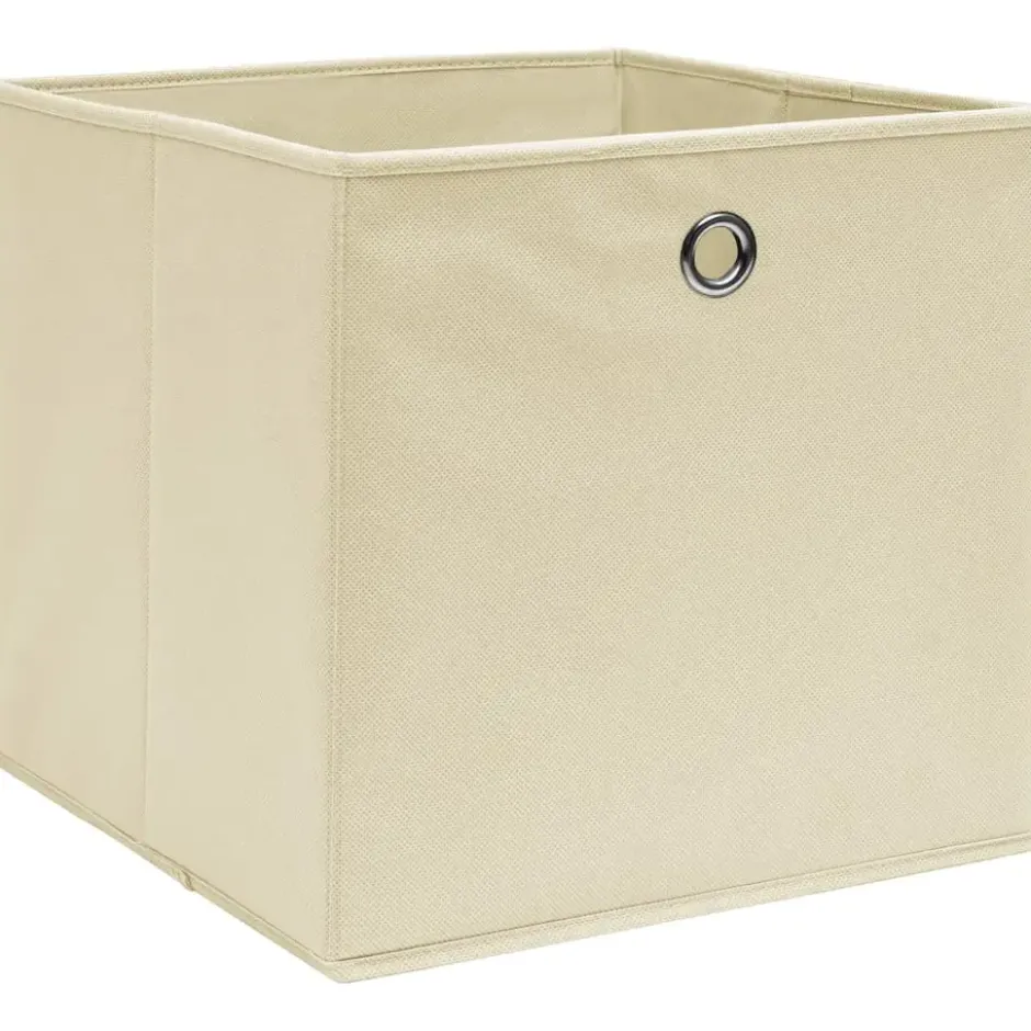 vidaXL - Opbergbox - Crème - Stof - 4 stuks