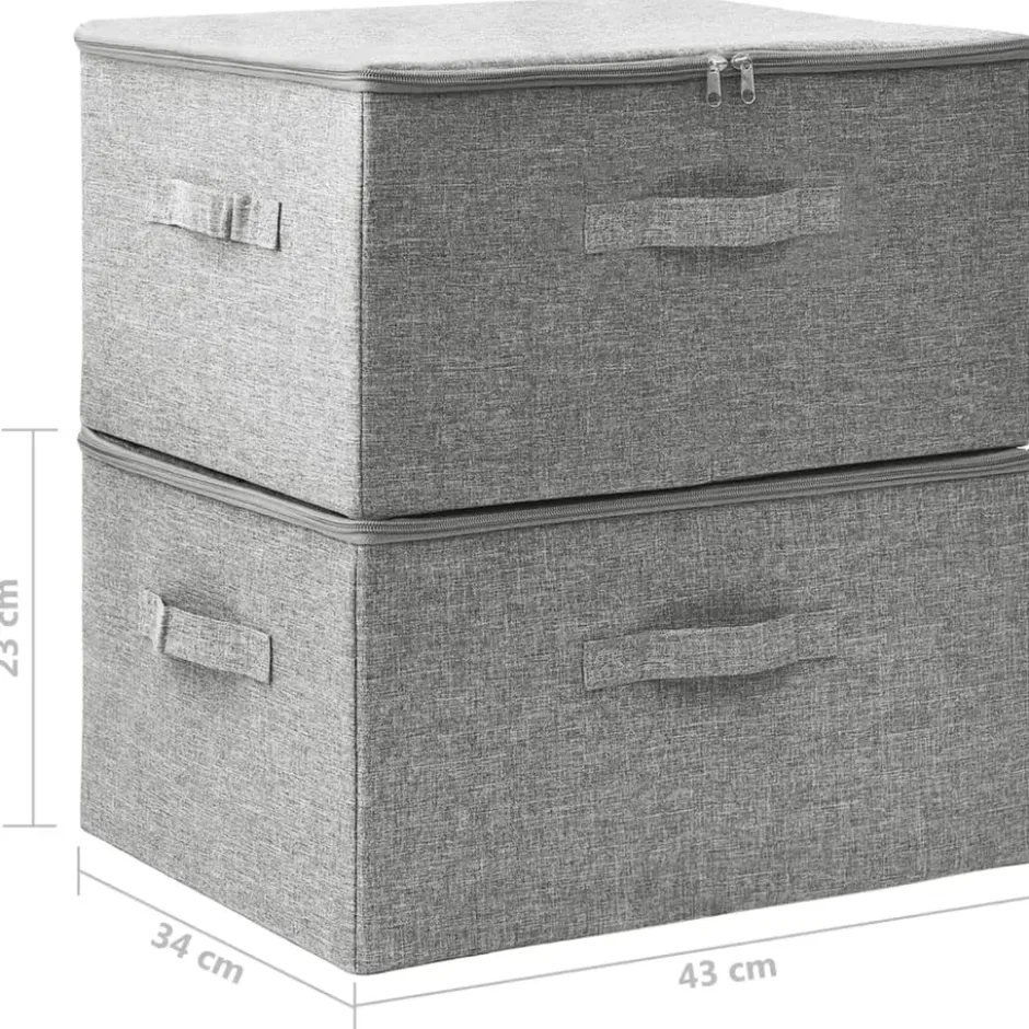 vidaXL - Opbergbox Opbergboxen - Grijs - Stof - 2 stuks