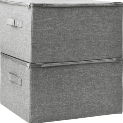 vidaXL - Opbergbox Opbergboxen - Grijs - Stof - 2 stuks