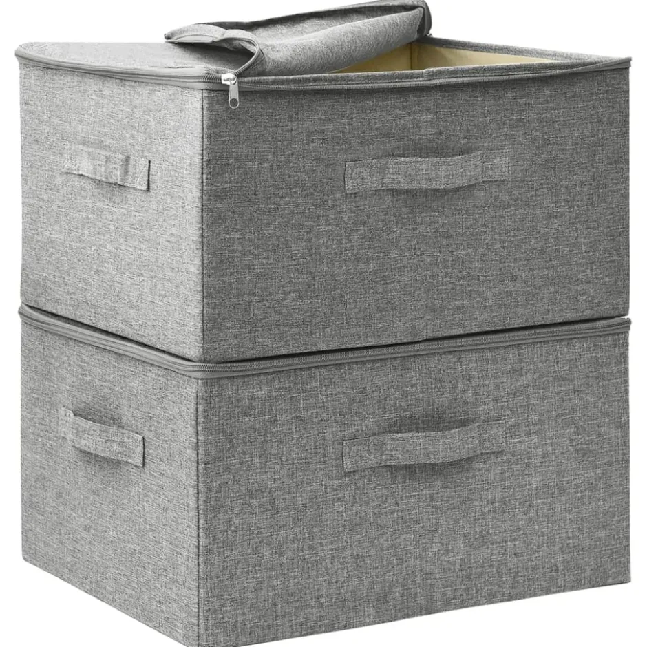 vidaXL - Opbergbox Opbergboxen - Grijs - Stof - 2 stuks