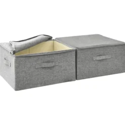 vidaXL - Opbergbox Opbergboxen - Grijs - Stof - 2 stuks