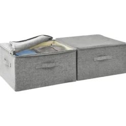 vidaXL - Opbergbox Opbergboxen - Grijs - Stof - 2 stuks