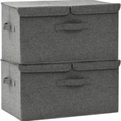 vidaXL - Opbergbox Opbergboxen - Antraciet - Stof - 2 stuks