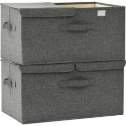 vidaXL - Opbergbox Opbergboxen - Antraciet - Stof - 2 stuks