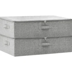 vidaXL - Opbergbox Opbergboxen - Grijs - Stof - 2 stuks