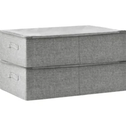 vidaXL - Opbergbox Opbergboxen - Grijs - Stof - 2 stuks