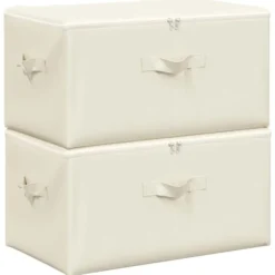 vidaXL - Opbergbox Opbergboxen - Crème - Stof - 2 stuks