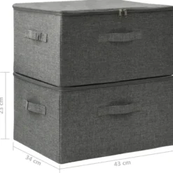 vidaXL - Opbergbox Opbergboxen - Antraciet - Stof - 2 stuks
