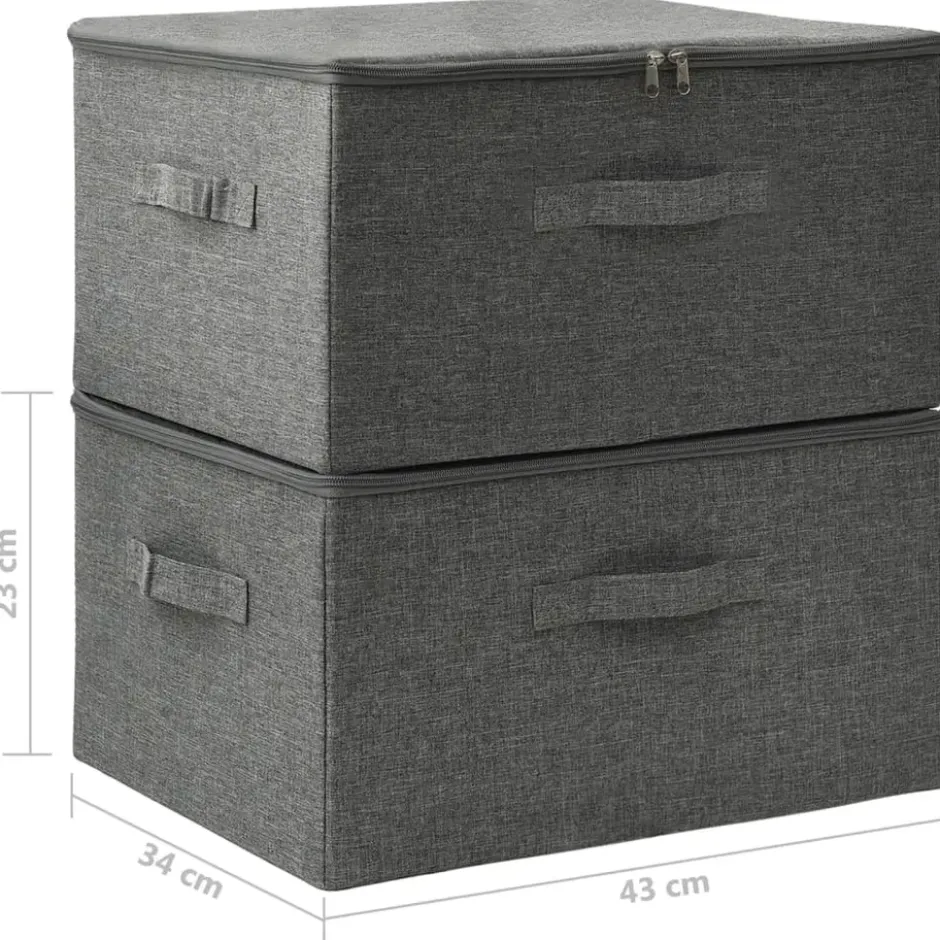 vidaXL - Opbergbox Opbergboxen - Antraciet - Stof - 2 stuks