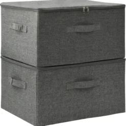 vidaXL - Opbergbox Opbergboxen - Antraciet - Stof - 2 stuks