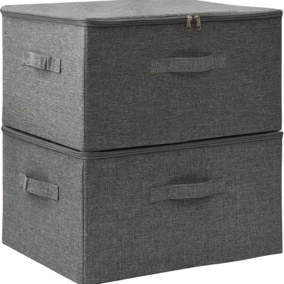 vidaXL - Opbergbox Opbergboxen - Antraciet - Stof - 2 stuks