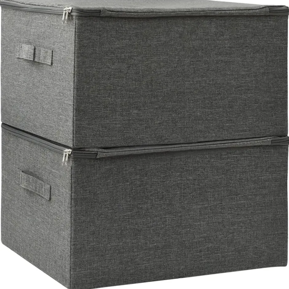 vidaXL - Opbergbox Opbergboxen - Antraciet - Stof - 2 stuks