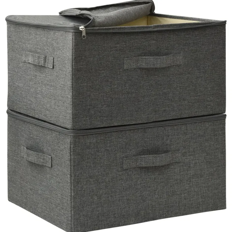 vidaXL - Opbergbox Opbergboxen - Antraciet - Stof - 2 stuks