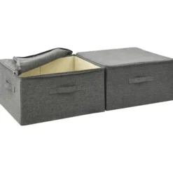 vidaXL - Opbergbox Opbergboxen - Antraciet - Stof - 2 stuks