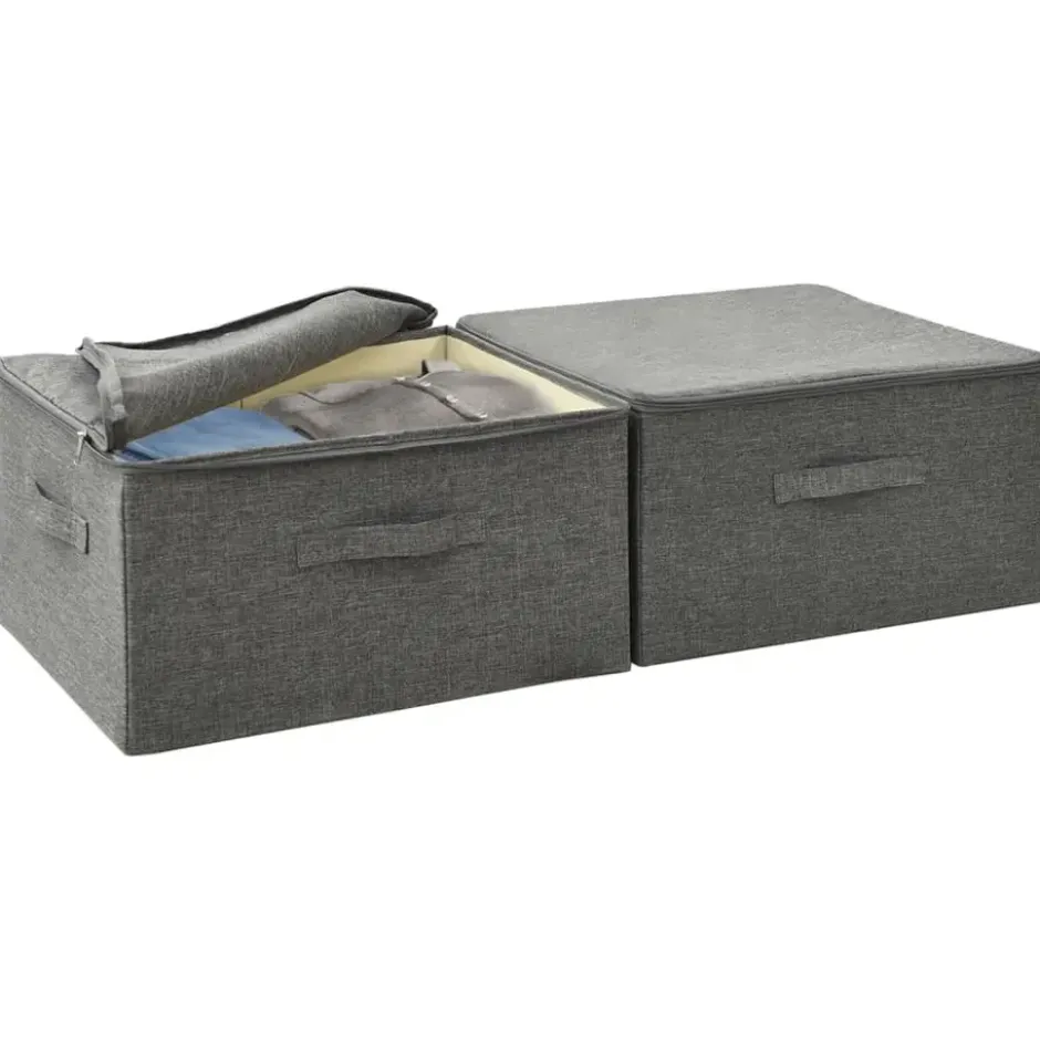 vidaXL - Opbergbox Opbergboxen - Antraciet - Stof - 2 stuks