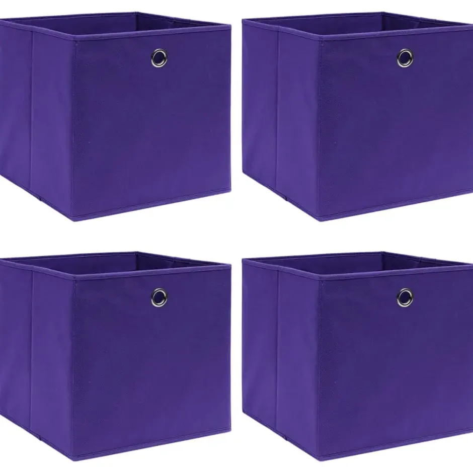 vidaXL - Opbergbox - Paars - Stof - 4 stuks