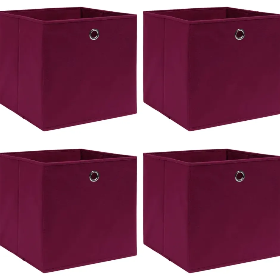 vidaXL - Opbergbox - Rood - Stof - 4 stuks