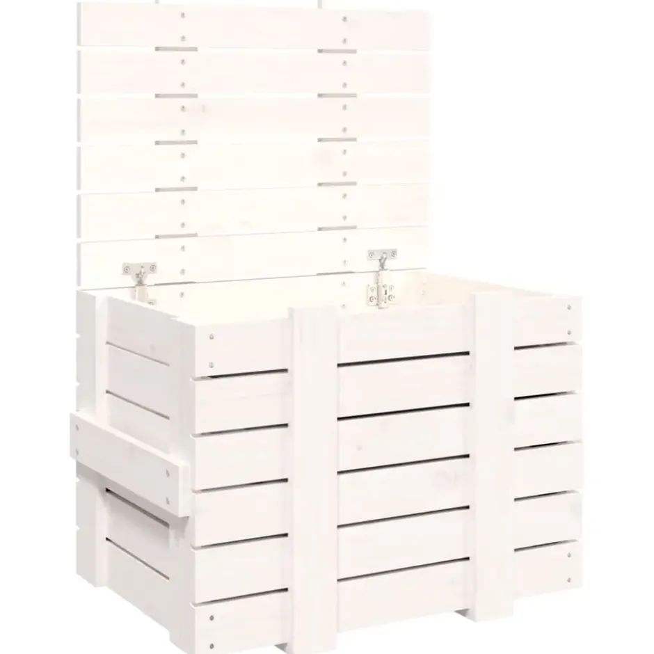 vidaXL - Opbergbox - Wit - Grenenhout - 58 x 40.5 x 42 cm