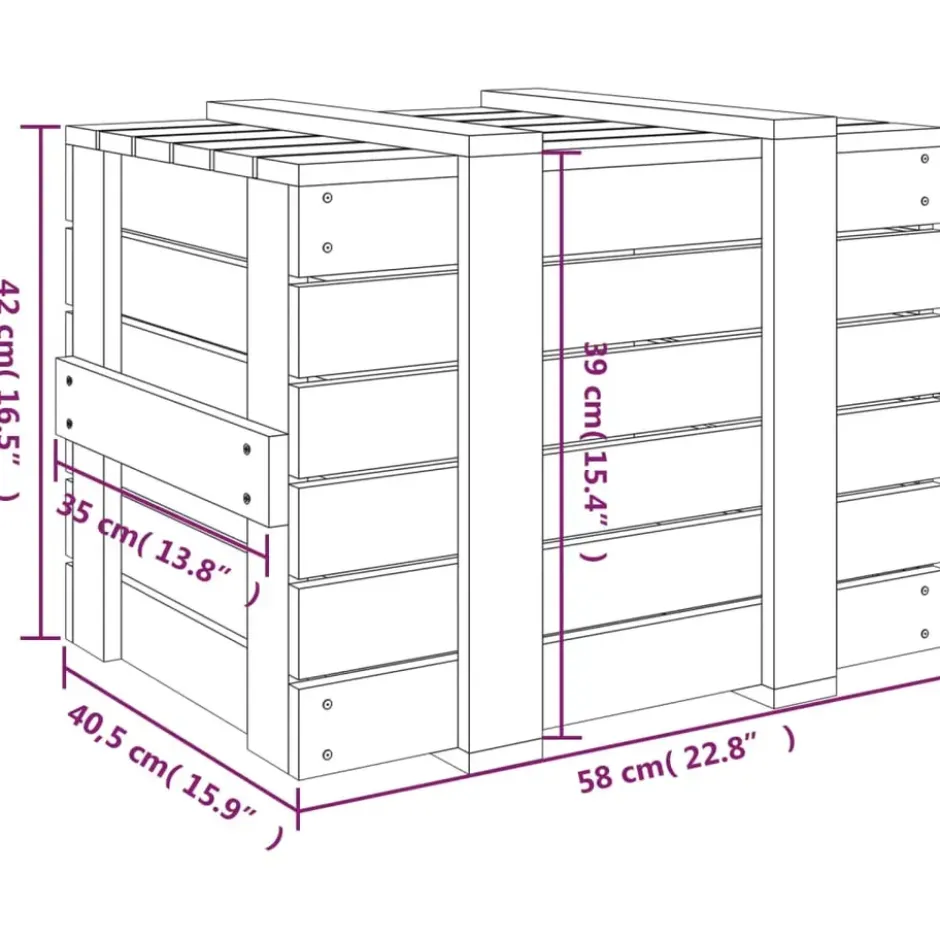 vidaXL - Opbergbox - Wit - Grenenhout - 58 x 40.5 x 42 cm