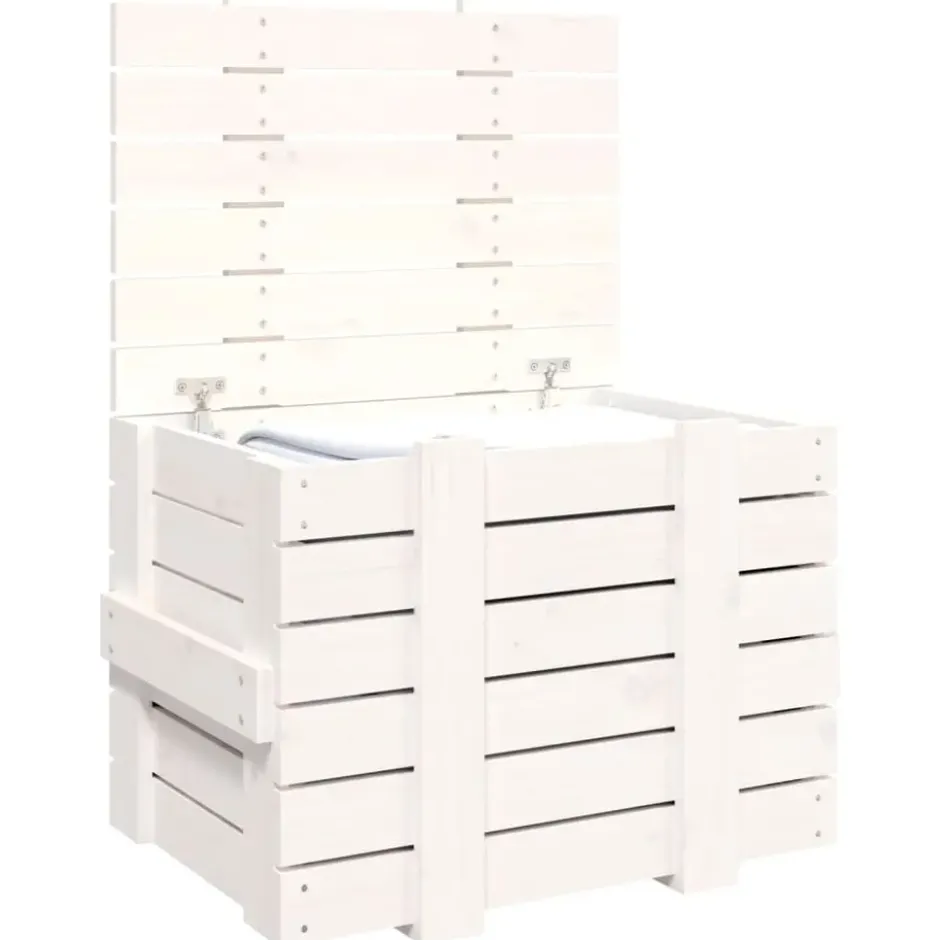 vidaXL - Opbergbox - Wit - Grenenhout - 58 x 40.5 x 42 cm