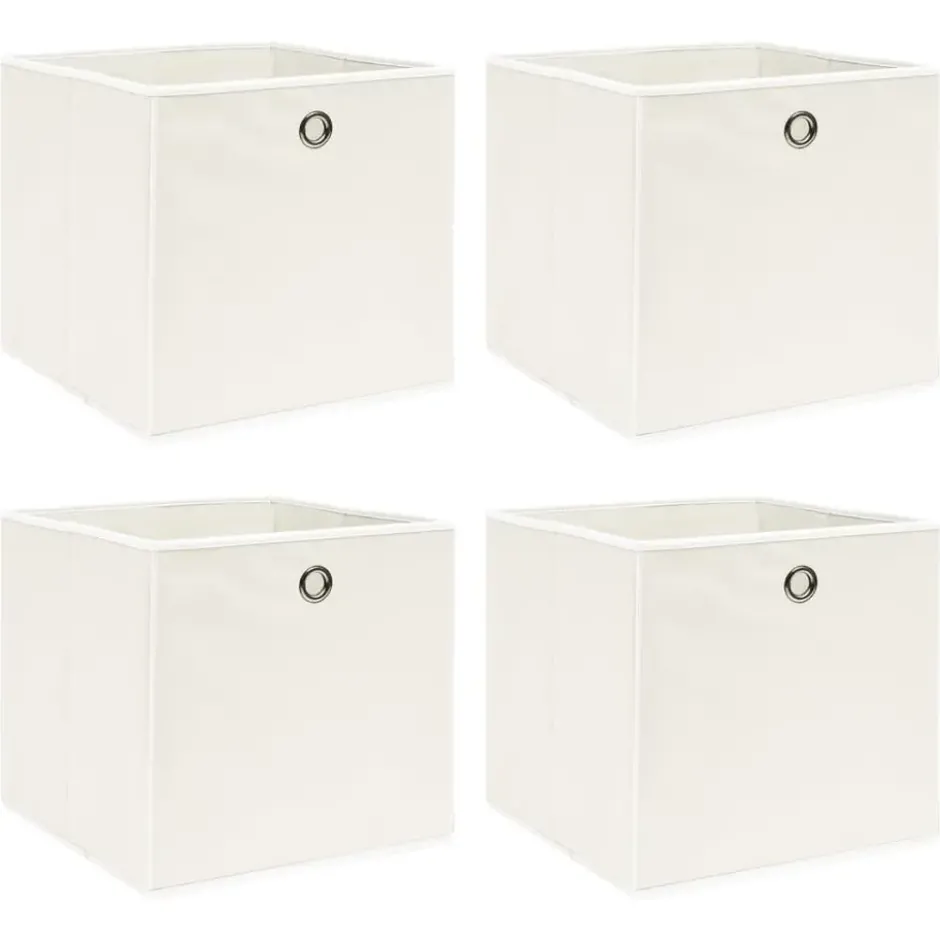 vidaXL - Opbergbox - Wit - Stof - 4 stuks