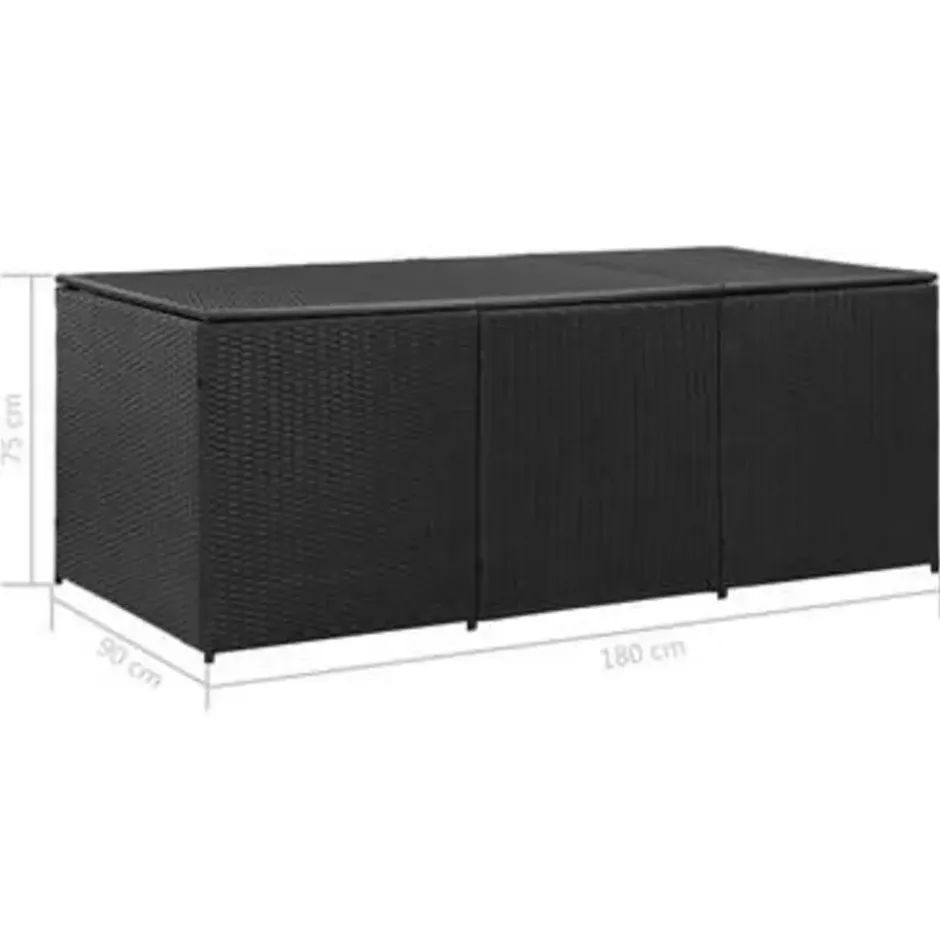 vidaXL - Opbergbox - Zwart - Poly rattan - 180 x 90 x 70 cm