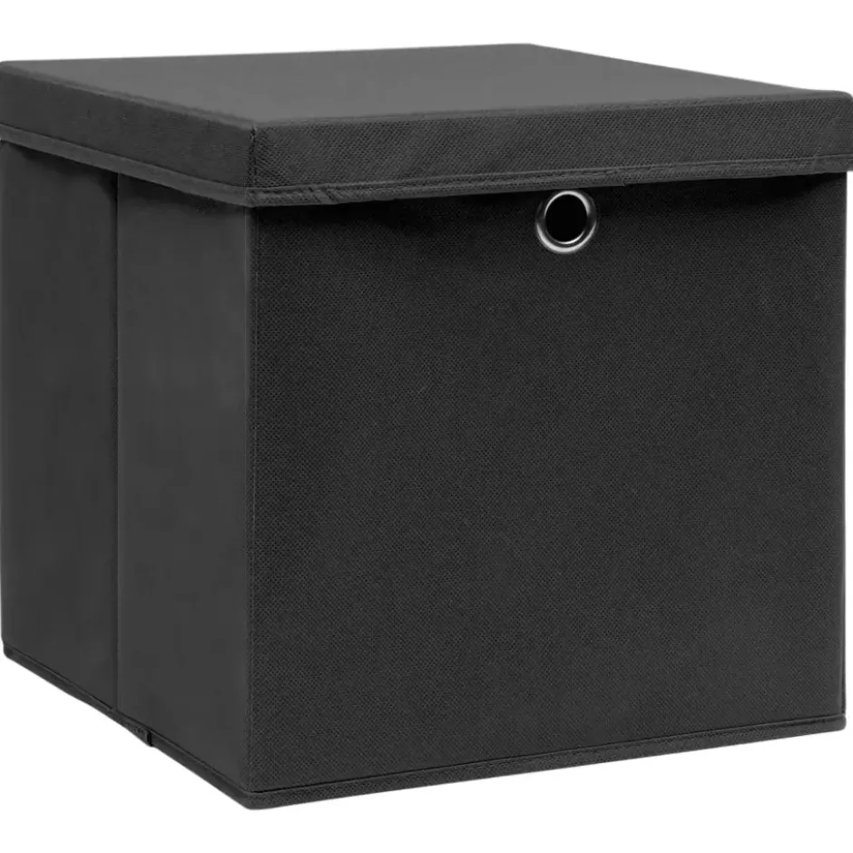 vidaXL - Opbergbox - Zwart - Stof - 4 stuks