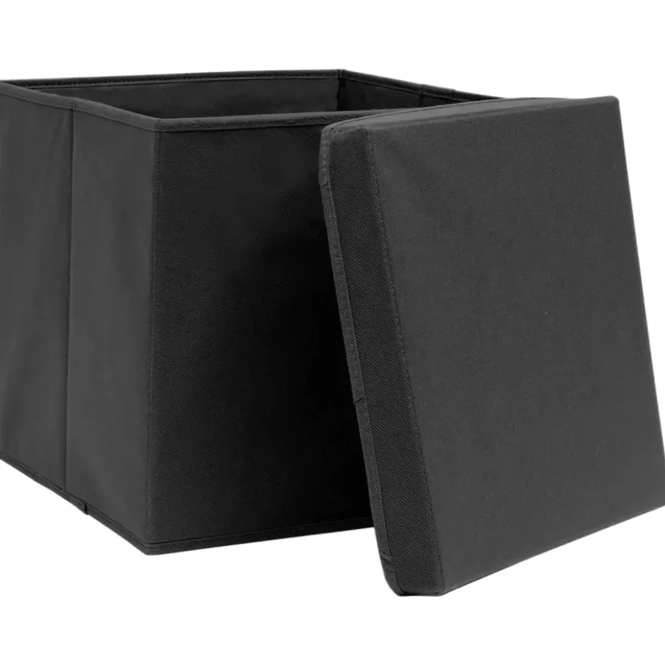 vidaXL - Opbergbox - Zwart - Stof - 4 stuks