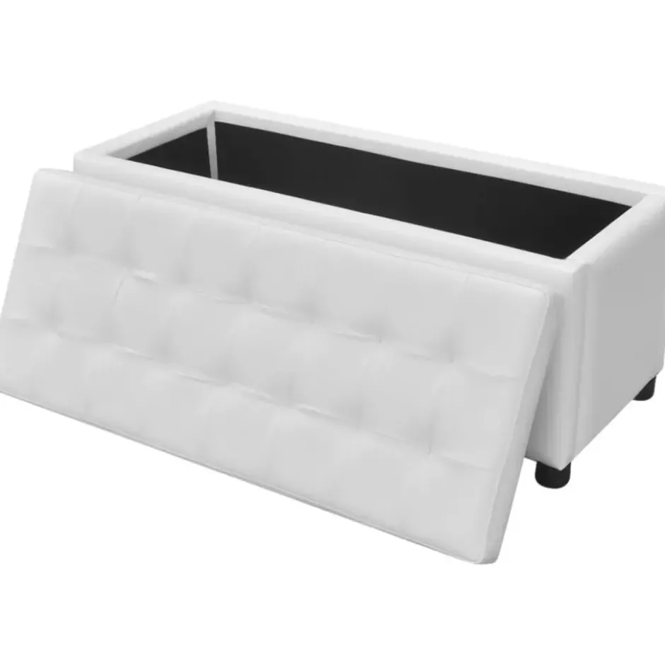 vidaXL - Opberg Hocker - Wit - Kunstleer