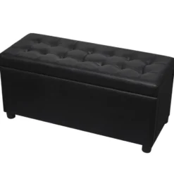 vidaXL - Opberg Hocker - Zwart - Kunstleer