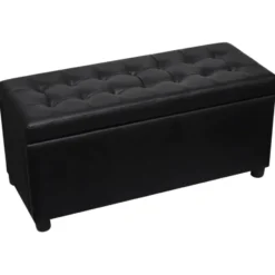 vidaXL - Opberg Hocker - Zwart - Kunstleer