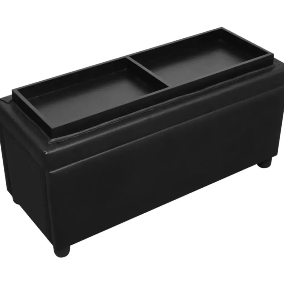vidaXL - Opberg Hocker - Zwart - Kunstleer