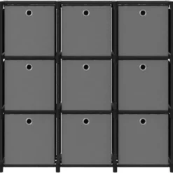 vidaXL - Opbergkast - Zwart - Stof - 9-vaks