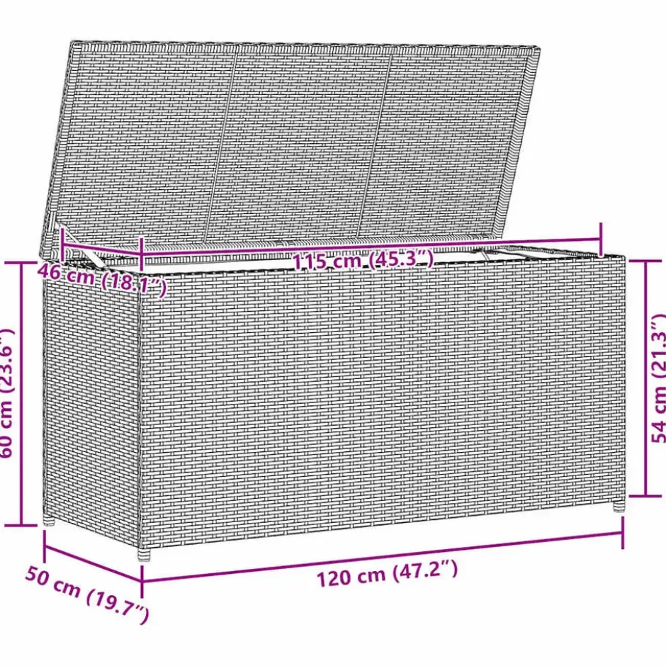 vidaXL - Opbergkist - Bruin - Poly rattan