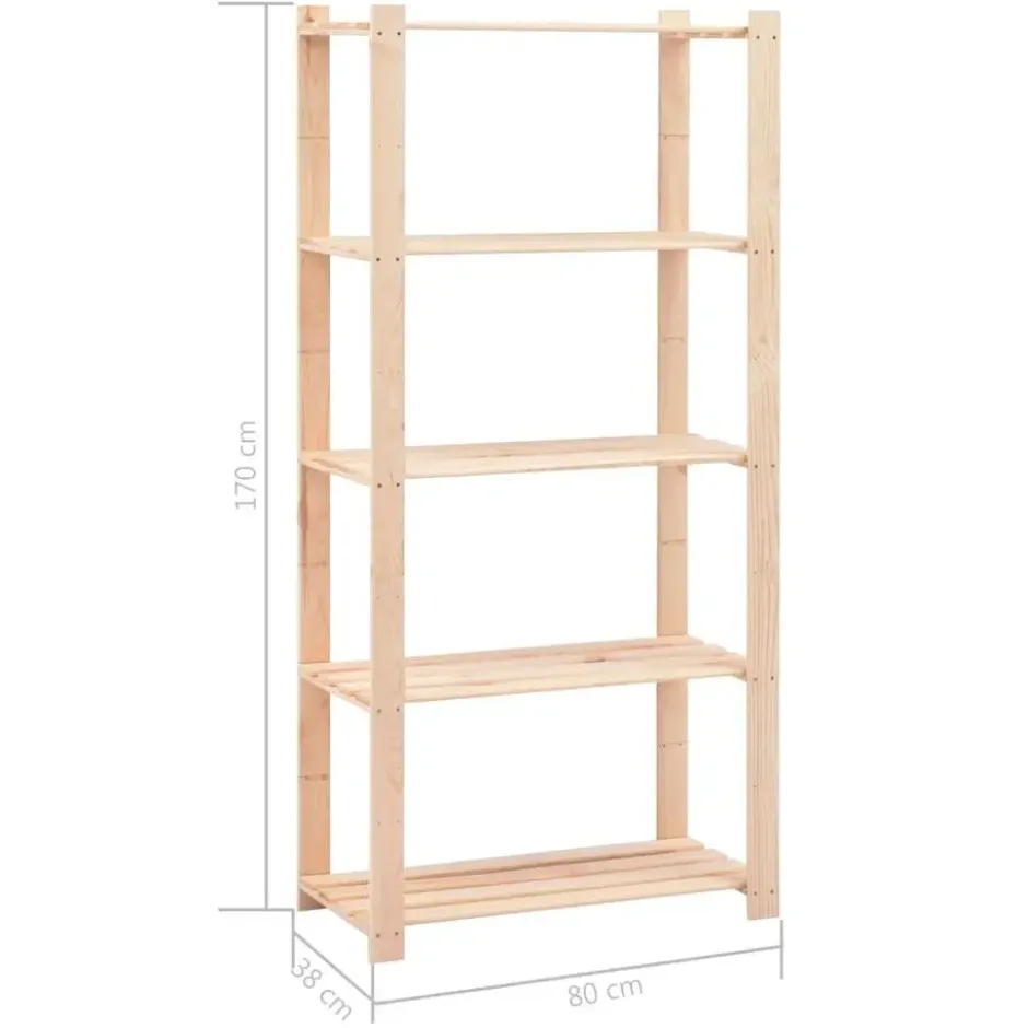 vidaXL - Opbergrekken 5-laags 2 st 80x38x170 cm grenenhout 250 kg