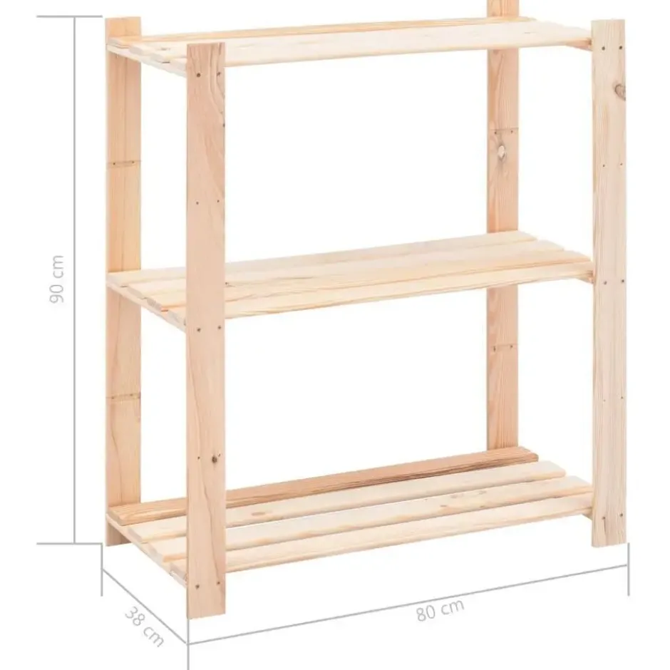 vidaXL - Opbergrekken 3-laags 2 st 80x38x90 cm massief grenenhout 150 kg