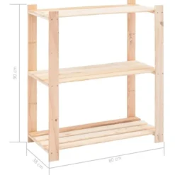 vidaXL - Opbergrekken 3-laags 3 st 80x38x90 cm massief grenenhout 150 kg