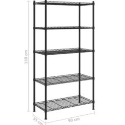 vidaXL - Opbergrek 5-laags 250 kg 90x35x180 cm zwart opslagrek opbergeenheid