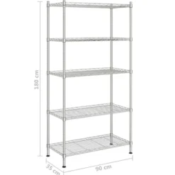 vidaXL - Opbergrek 5-laags 250 kg 90x35x180 cm chroomkleurig opslagrek